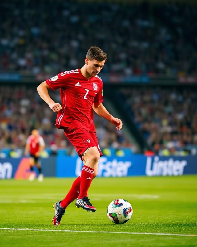 Footballer in action at the World Cup